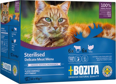 Bozita S Multibox 12x85g Köttmeny i gelé Nöt Kalkon /1.02 kg